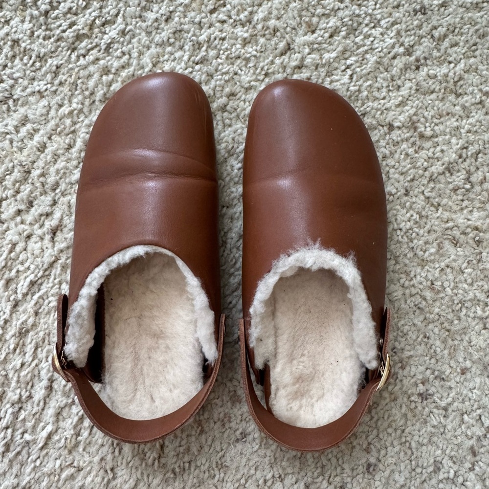 Beatrice Valenzuela umber clog with Shearling